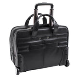 McKlein 87855 USA Bowery 15" Leather Wheeled Laptop Briefcase Black