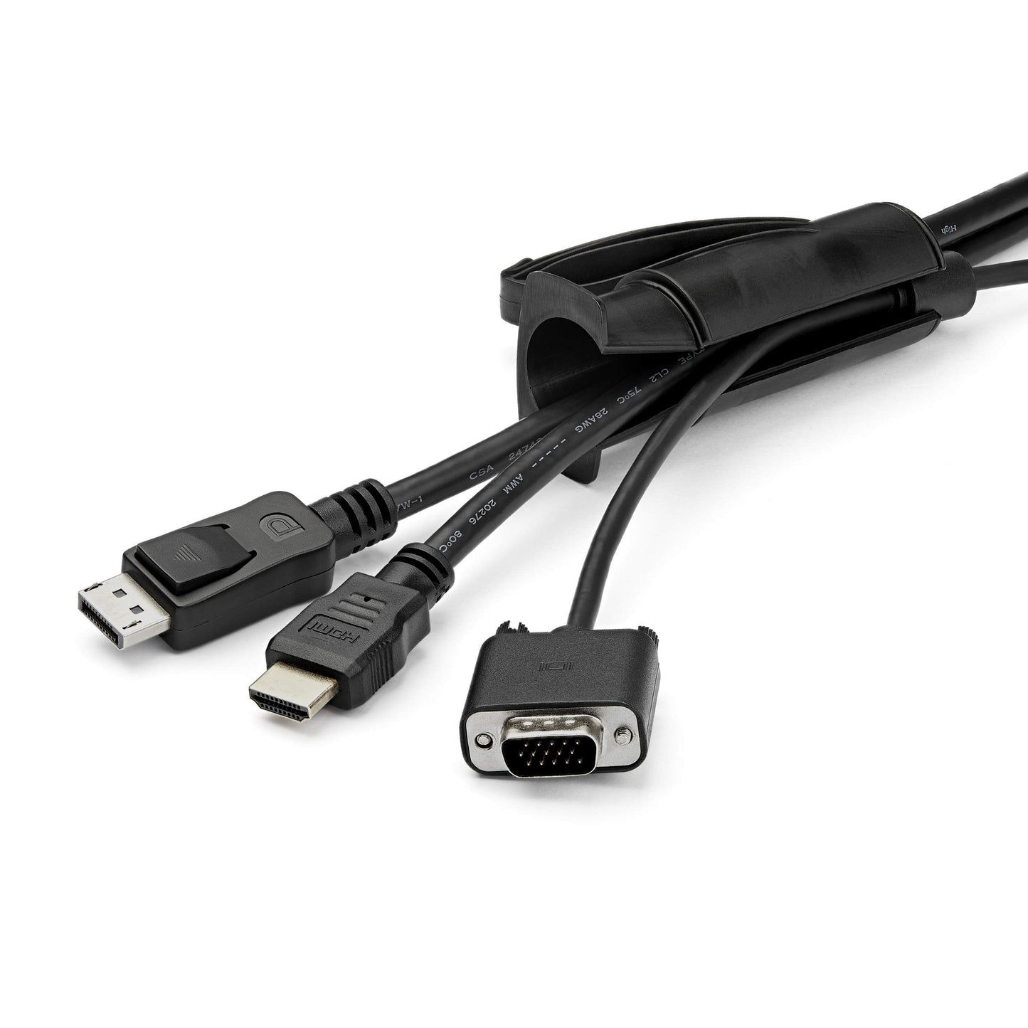 1.5m (4.9ft) Cable Management Sleeve - Spiral - 1" (25mm) Diameter - W/Cable Loading Tool - Black (CMSCOILED)