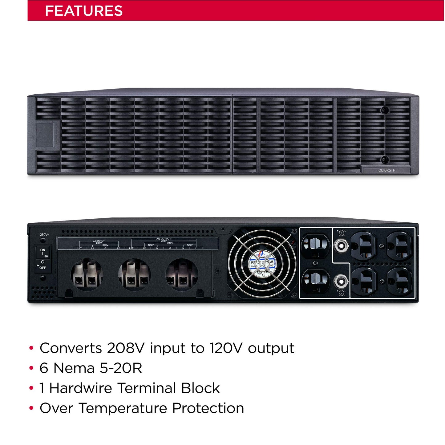 CyberPower OL10KSTF Smart App Online Step-Down Isolation Transformer, 10000 VA/10000 W, 6 Outlets, 2U Rack/Tower