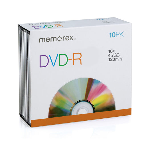 Memorex 32025656 4.7GB/16x DVD+R Spindle Slim Case, 10-Pack