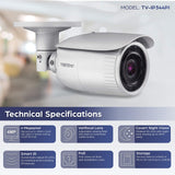 TRENDnet Indoor/Outdoor 4 MP, Motorized Varifocal PoE IR Network Camera, Auto-Focus, Optical Zoom, Digital WDR, Night Vision up to 100ft, IP66 Rated Housing, ONVIF, IPv6, TV-IP344PI