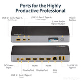 Universal Laptop Docking Station - USB-C & USB 3.0 Dock - Dual 4K DP & HDMI - 60W Pd - Mac Windows & Chrome OS - 4X USB 3.0