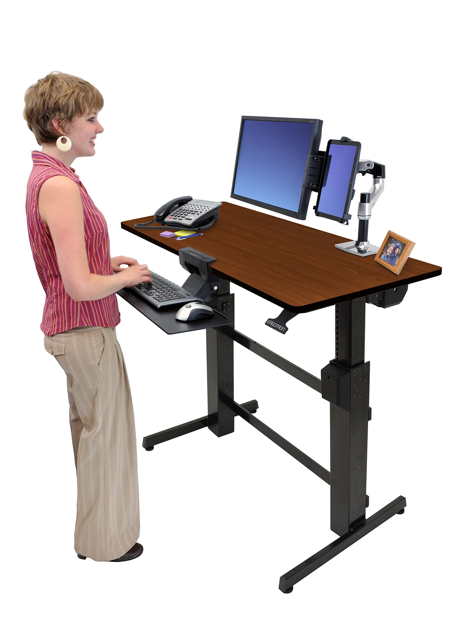 Ergotron WorkFit-D, Sit-Stand Desk (Walnut)