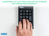 Kinesis Low Force Tactile Numeric Keypad for PC, Black, Usb With 2 Port Hub