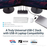 Universal Laptop Docking Station - USB-C & USB 3.0 Dock - Dual 4K DP & HDMI - 60W Pd - Mac Windows & Chrome OS - 4X USB 3.0