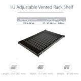 StarTech.com 1U Adjustable Vented Server Rack Mount Shelf - 175lbs - 19.5 to 38in Deep Universal Tray for 19" AV/Network Equipment Rack (ADJSHELF)