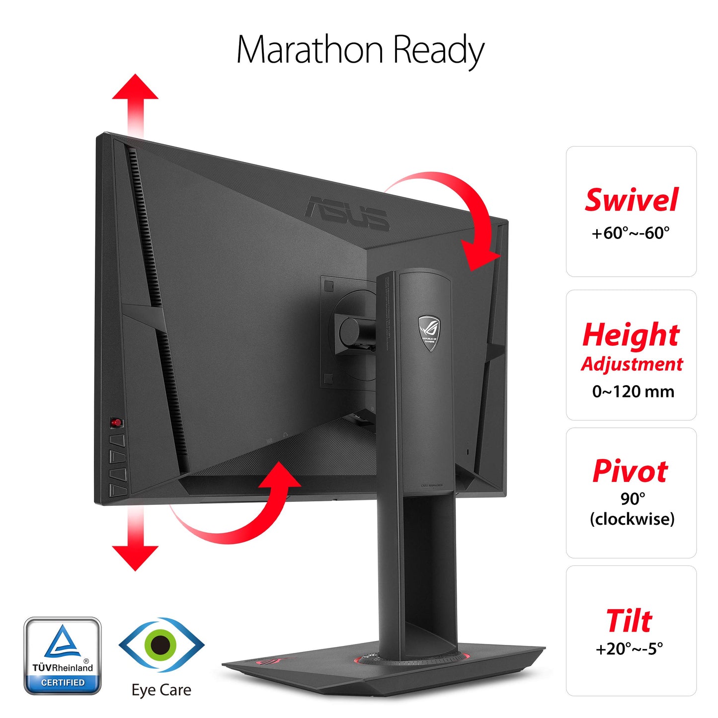 ASUS ROG PG279Q 27" Gaming Monitor WQHD 1440p IPS 165Hz DisplayPort Adjustable Ergonomic EyeCare G-SYNC
