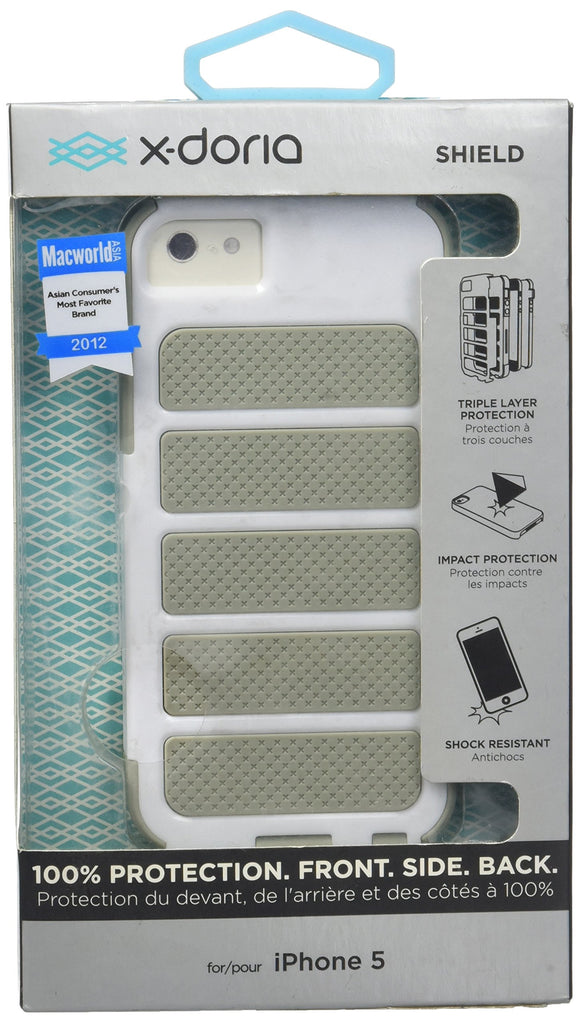 X-Doria 409506 Shield Case for iPhone 5-1 Pack - Retail Packaging - White/Grey