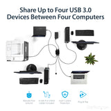 StarTech.com USB 3.0 Peripheral Sharing Switch - 4 USB 3.0 x 4 Computers - Mac/Windows/Linux - USB A/B Switch - USB Switch (HBS304A24A)