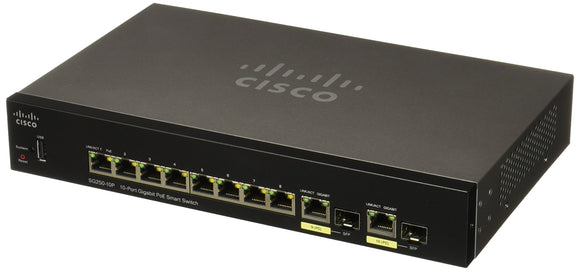 CISCO SYSTEMS Sg250-10P 10-Port Gigabit PoE Switch (SG25010PK9NA)