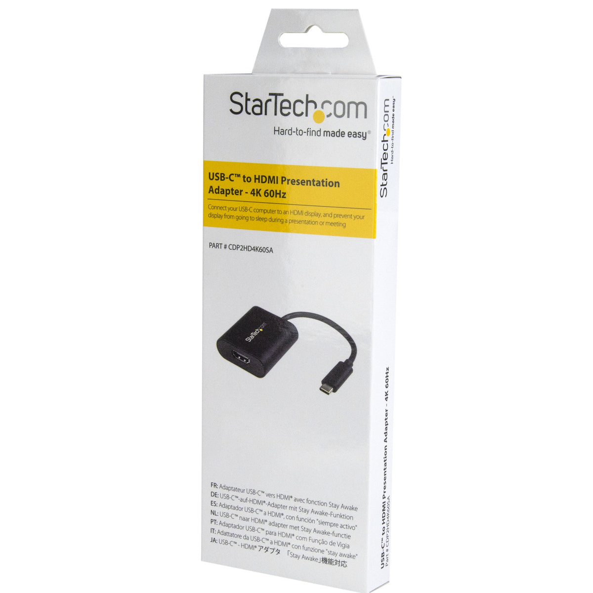 StarTech.com USB C to HDMI Adapter - With Stay Awake - Presentation Mode - 4K at 60Hz - Thunderbolt 3 Compatible - USB C Adapter (CDP2HD4K60SA)