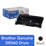 Brother Genuine Drum Unit, DR360, Seamless Integration, Yields Up to 12,000 Pages, Black