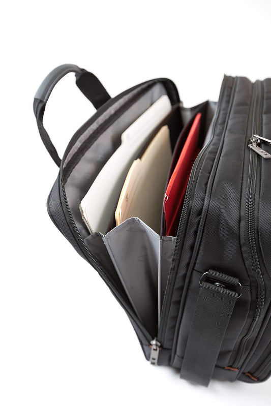 Large 17 inch Laptop Pilot Case - with Webbing Strap for Roller Bag Attachment by Gino Ferrari | Dual Padded Compartments for 17" Laptops & 14 Inch Tablets / Ipads (Metis GF1044)