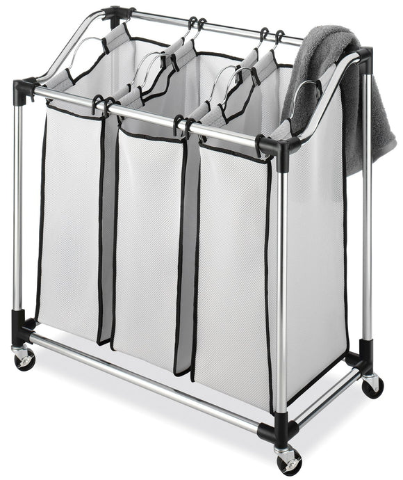 Open Box Whitmor 6862-3260 Chrome Laundry Sorter with Foam Mesh Bags