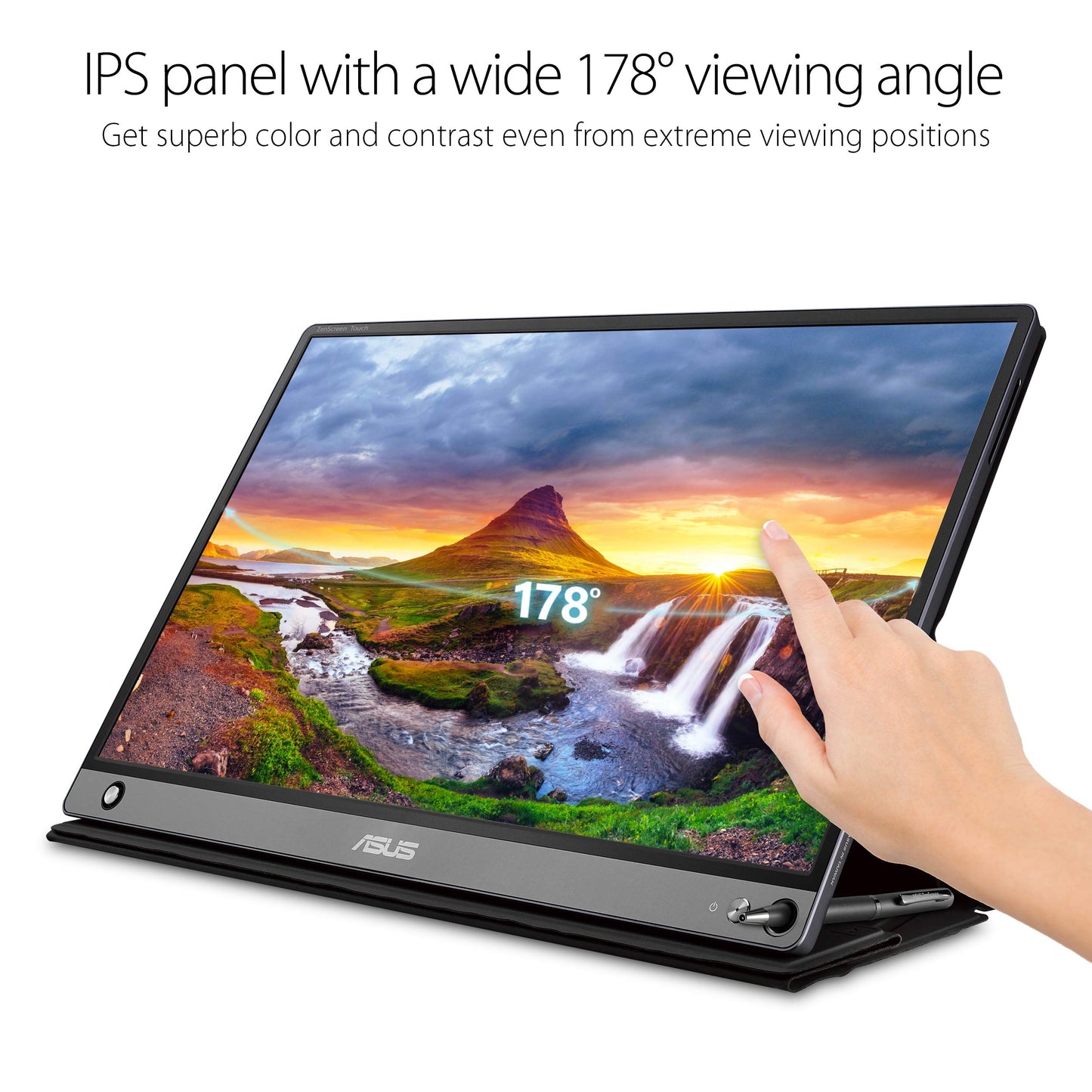 Asus ZenScreen MB16AMT 15.6" Full HD Portable Monitor Touch Screen HDMI with Foldable Smart Case, Dark Gray