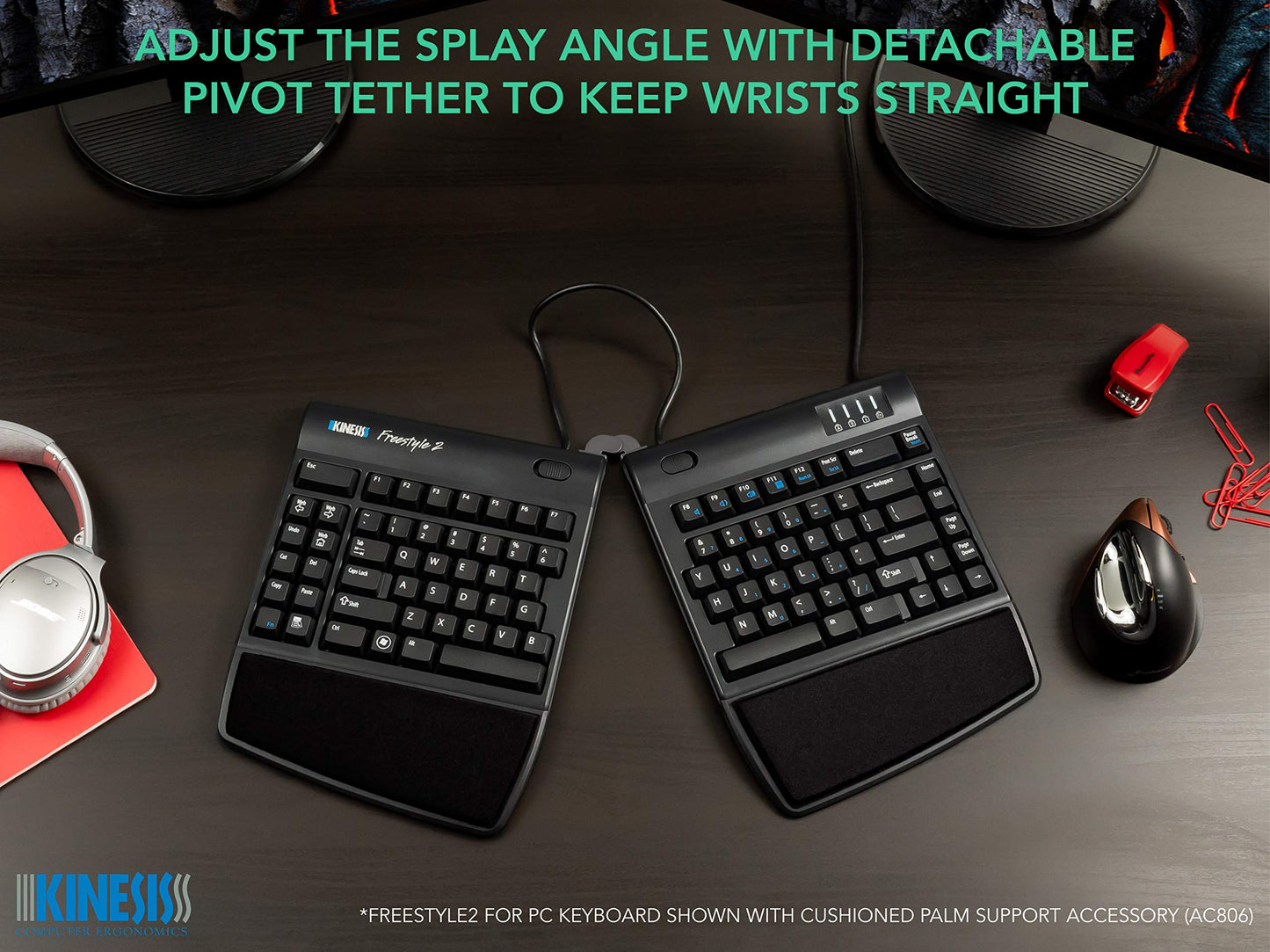 Kinesis Freestyle2 Ergonomic Keyboard for PC (20" Extended Separation)