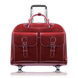 McKlein 96186A USA Davis 15" Leather Wheeled Ladies' Laptop Briefcase Red