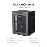 StarTech.com 15U Wall Mount Server Rack Cabinet - 4-Post Adjustable Depth (2" to 16") IT Data Equipment Enclosure w/ Cable Management -200lb/90kg (RK1520WALHM)