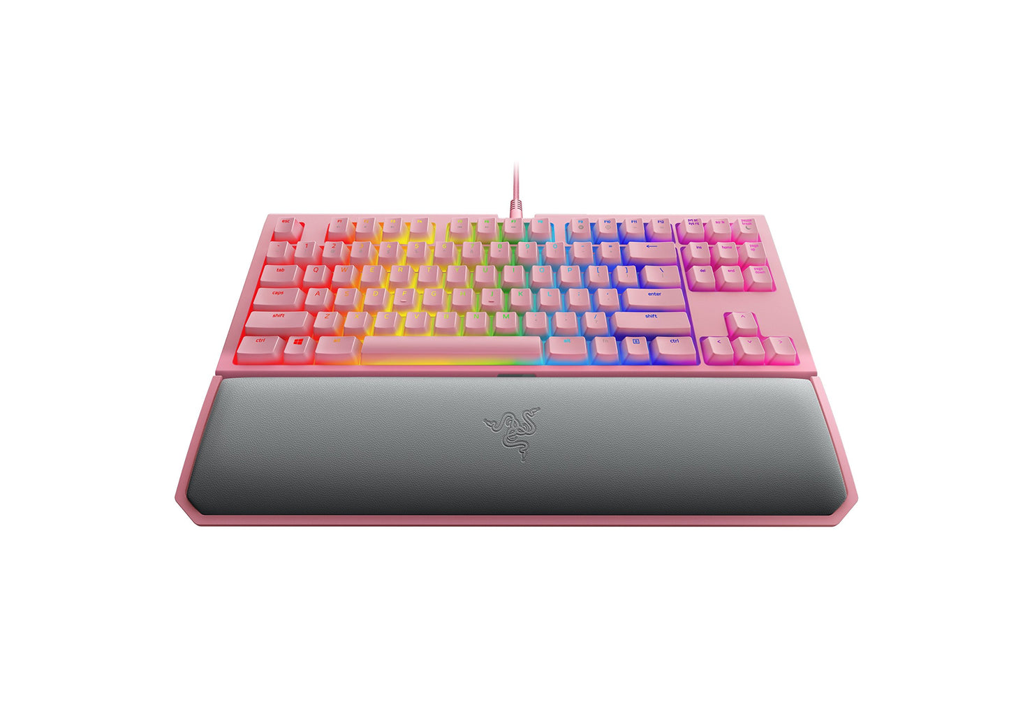 Open box Razer BlackWidow TE Chroma v2 Mechanical Gaming Keyboard: Green Key Switches - Tactile & Clicky - Chroma RGB Lighting - Magnetic Wrist Rest - Programmable Macro Functionality - Quartz Pink