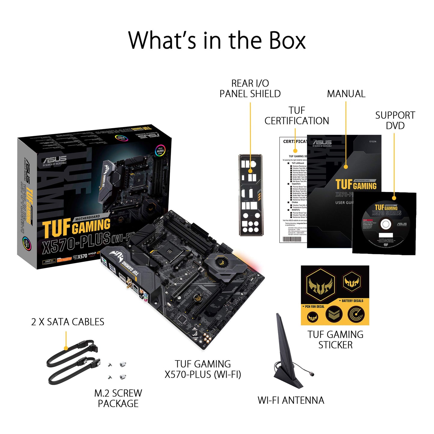 ASUS AM4 TUF Gaming X570-Plus (Wi-Fi) ATX Motherboard with PCIe 4.0, Dual M.2, 12+2 with Dr. MOS Power Stage, HDMI, DP, SATA 6Gb/s, USB 3.2 Gen 2 and Aura Sync RGB Lighting