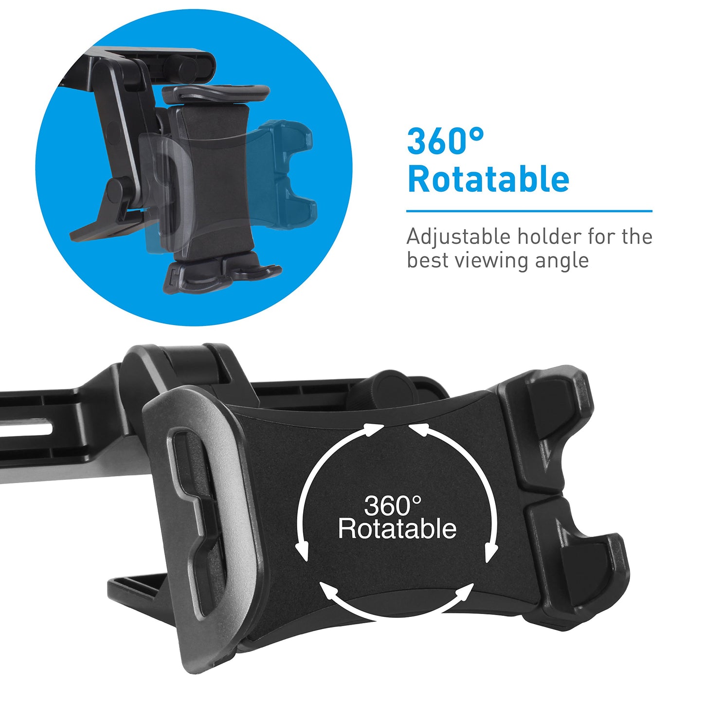 Macally Adjustable Car Seat Headrest Mount and Holder for Apple iPad Air/Mini, Samsung Galaxy Tab, Kindle Fire, Nintendo Switch, and 7" to 10" Tablets (HRMOUNT)
