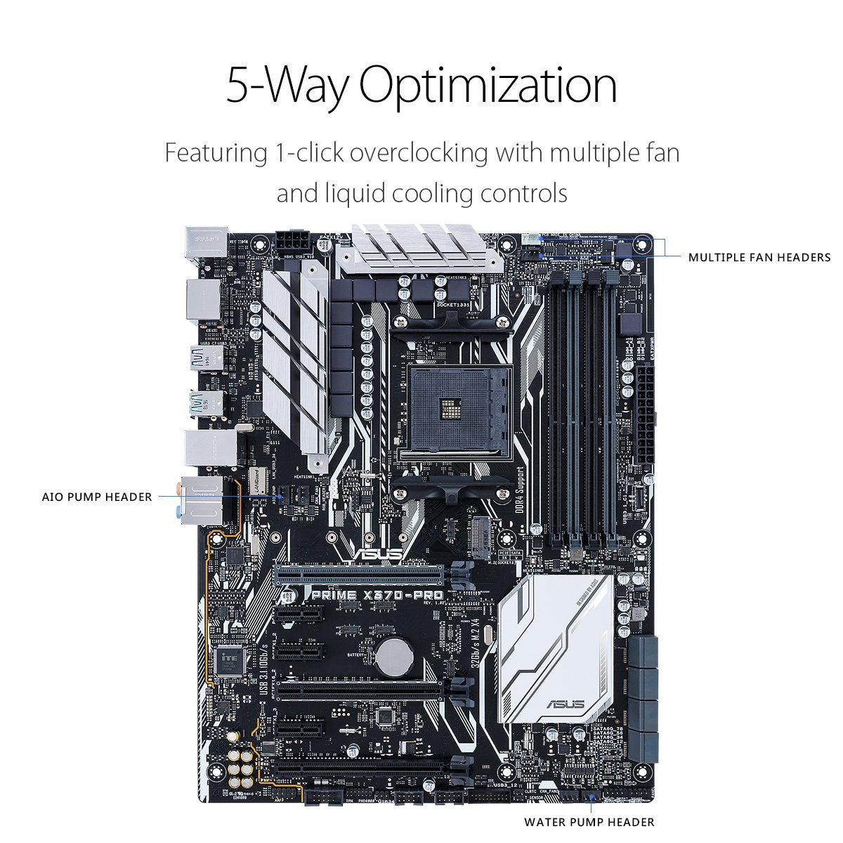ASUS Prime X370-Pro AMD Ryzen AM4 DDR4 DP HDMI M.2 USB 3.1 ATX X370 Motherboard with Aura Sync RGB Lighting