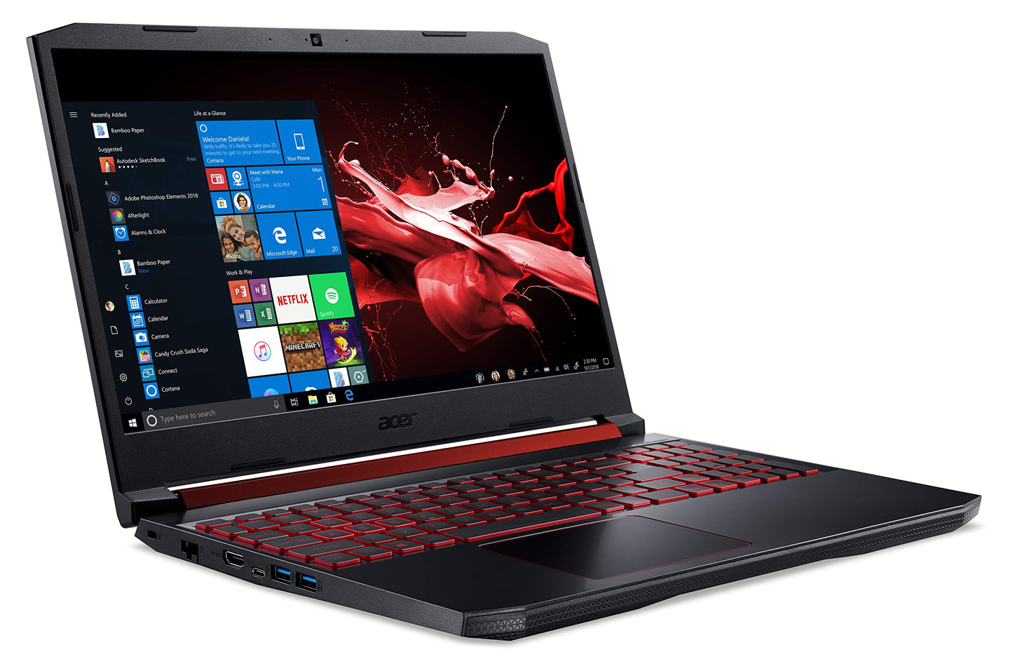 Acer Nitro, 15" FHD IPS, Ci5 9300H, 8GB, 256GB SSD, GTX1050, Windows 10, Black/Red