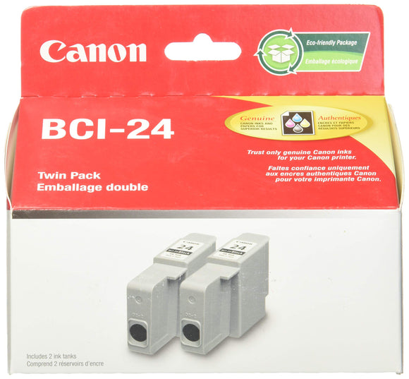 Genuine Canon BCI-24 Twin Ink Cartridge Value Pack, Black, 2 Pack