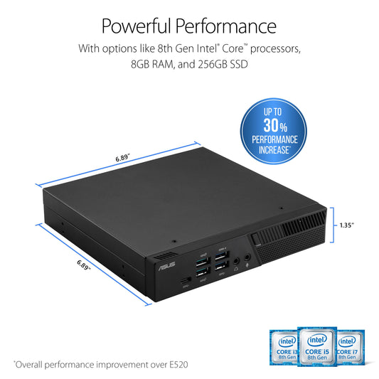 ASUS PB60-B3041ZC Mini PC with Intel Core i3-8100T and Integrated 4K UHD Graphics