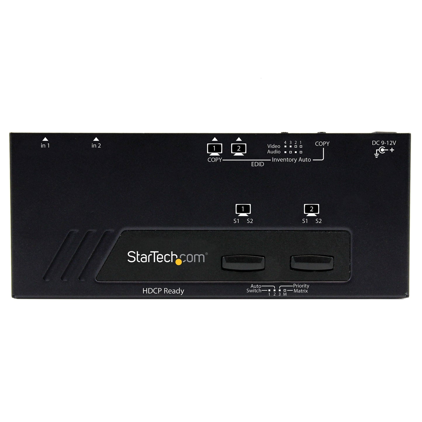 StarTech.com 2x2 HDMI Matrix Switch with Remote - 1080p Automatic & Priority Switcher - Video Wall Auto Selector Splitter Box - Audio Out (VS222HDQ)