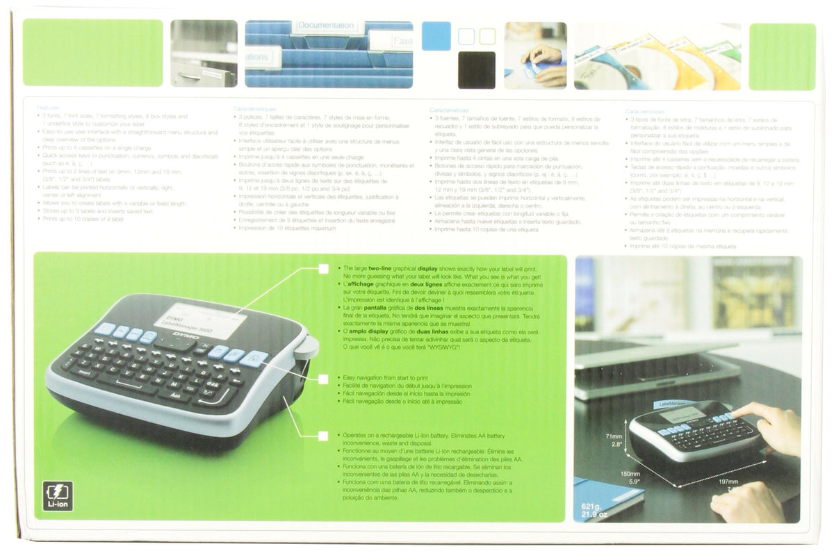 DYMO LabelManager Labeller, 360D Rechargeable Desktop Label Maker, Box of 1 (1754489)