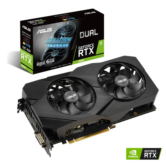 ASUS GeForce RTX 2060 Advanced Overclocked 6G GDDR6 Dual-Fan EVO Edition VR Ready HDMI DisplayPort DVI Graphics Card (DUAL-RTX2060-A6G-EVO)