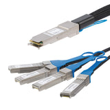 StarTech.com QSFP4SFPPC2M QSFP+ Breakout Cable, 6.6'/2m, 40G DAC Cable, QSFP+ to 4 SFP+, Passive Twinax Cable