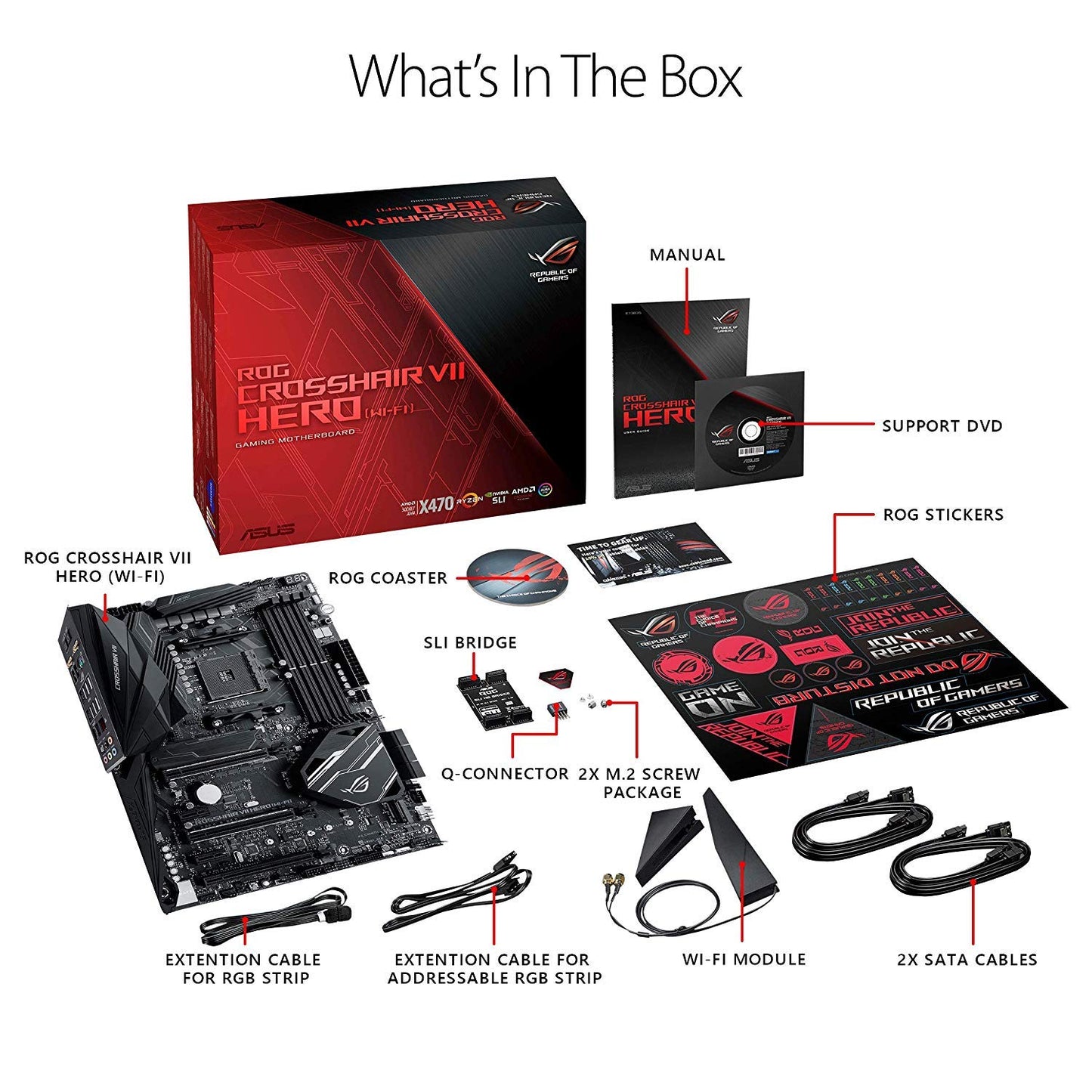 ASUS ROG Crosshair VII Hero (Wi-Fi) AMD Ryzen 2 AM4 DDR4 M.2 USB 3.1 Gen2 ATX X470 Motherboard