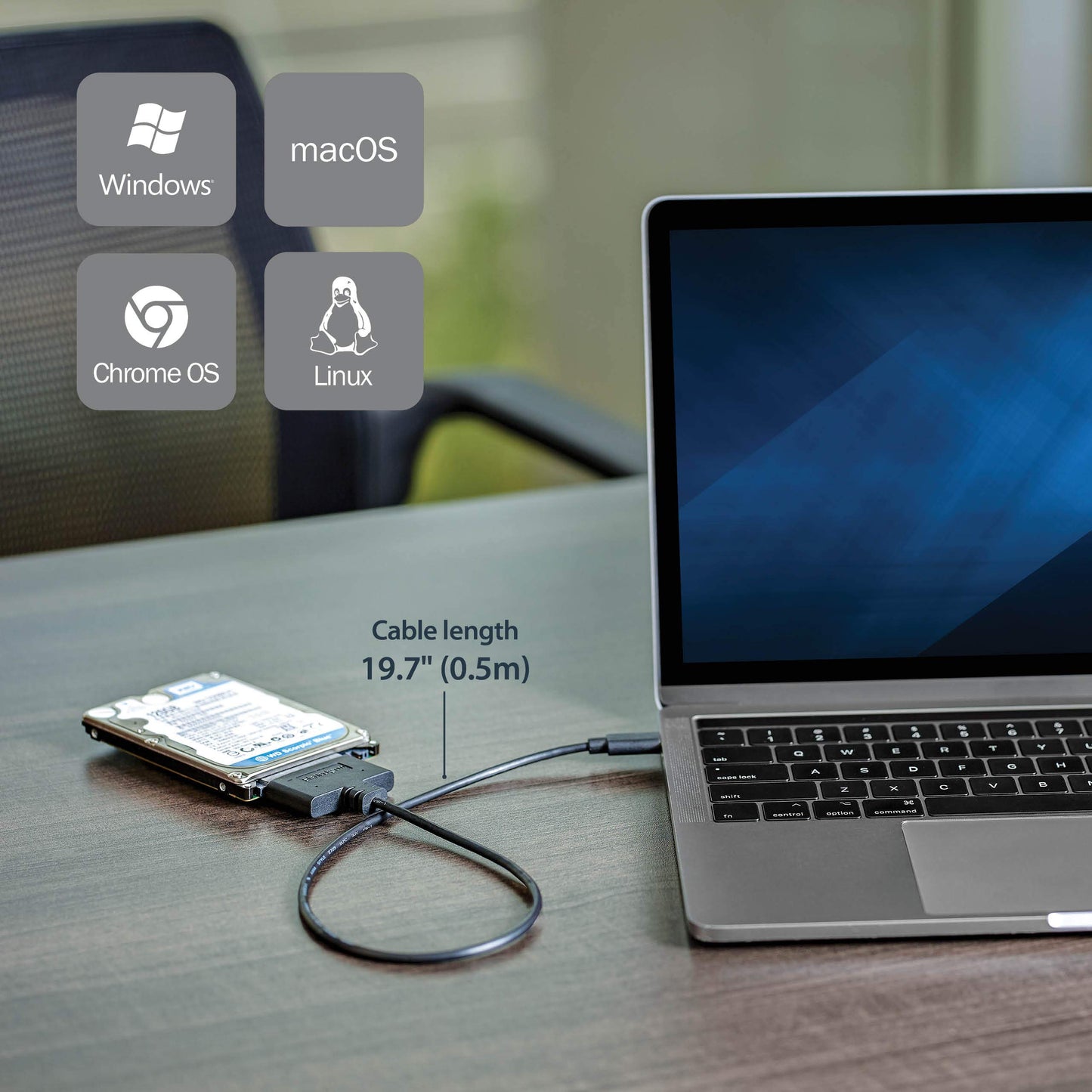 StarTech.com USB C to SATA Adapter - External Hard Drive Connector for 2.5'' SATA Drives - SATA SSD/HDD to USB C Cable (USB31CSAT3CB)