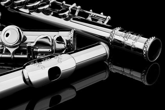 Engraved Glory Closed Hole C Flute for Band, Orchestra, With Case, Tuning Rod and Cloth,Joint Grease and Gloves, Engraved Silver Nickel Color flute