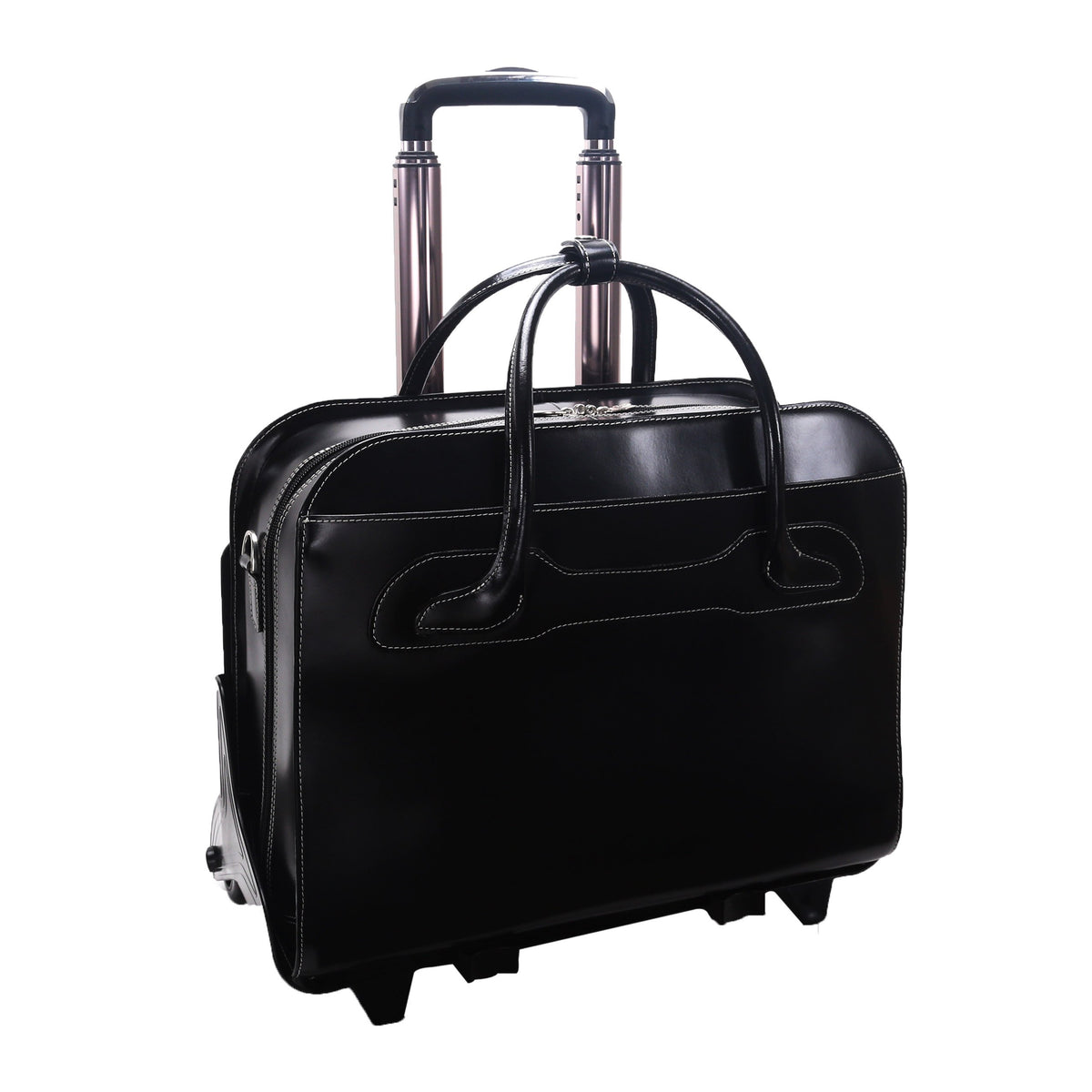 McKlein 94985 USA Willowbrook 15" Leather Patented Detachable -Wheeled Ladies' Laptop Briefcase Black