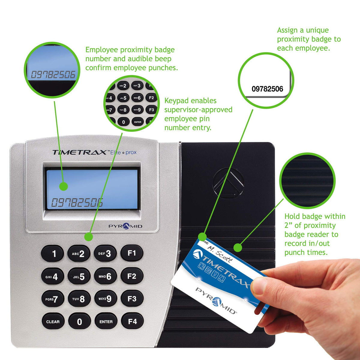 Pyramid TimeTrax Elite TTPROXEK Automated Proximity Time Clock System - Ethernet