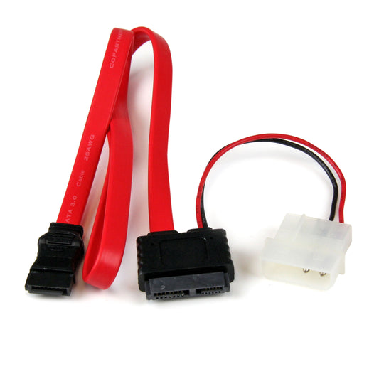 StarTech.com 20in Slimline SATA to SATA with LP4 Power Cable Adapter - Slim SATA Adapter - Slimline Adapter - Slim SATA to SATA (SLSATAF20)