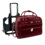 McKlein 96646 USA Roseville 15" Leather Fly-Through Checkpoint-Friendly Patented Detachable -Wheeled Ladies' Laptop Briefcase Red