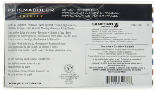 PRISMACOLOR PREMIER Marker Art, Brush Tip Marker, Box of 8, Assorted Colours (1736674)