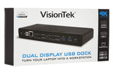 VisionTek Universal USB 3.0 Dual 4K Display Laptop Docking Station, Dual 4K Video (2 HDMI / 2 DisplayPort, Audio line in, Headphone, Ethernet, 6 USB 3.0 Ports for PC, Mac or Chrome OS) - 901005