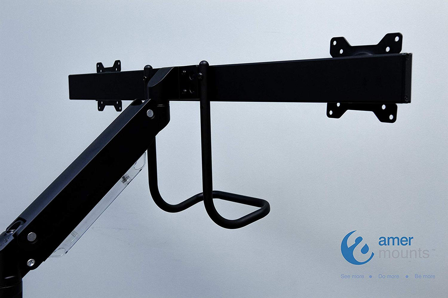Amer Mounts | 17"-32" LCD LED Monitor | Heavy-Duty Gas Spring Dual Monitor Arm with Handle | Clamp, Grommet | HYDRA2HD1B