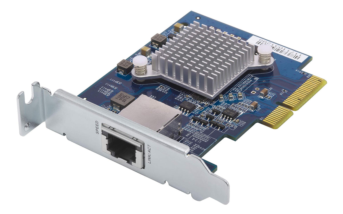 QNAP QXG-10G1T Single-Port (10Gbase-T) 10GbE Network Expansion Card, PCIe Gen3 X4, Low-Profile Bracket Pre-Loaded, Low-Profile Flat and Full-Height Brackets are Included
