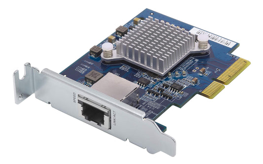 QNAP QXG-10G1T Single-Port (10Gbase-T) 10GbE Network Expansion Card, PCIe Gen3 X4, Low-Profile Bracket Pre-Loaded, Low-Profile Flat and Full-Height Brackets are Included