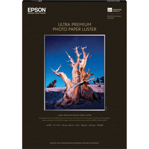 Epson Ultra Premium Photo Paper Luster, 11.7"x16.5", 50 Sheets/Pkg, White (S041406)