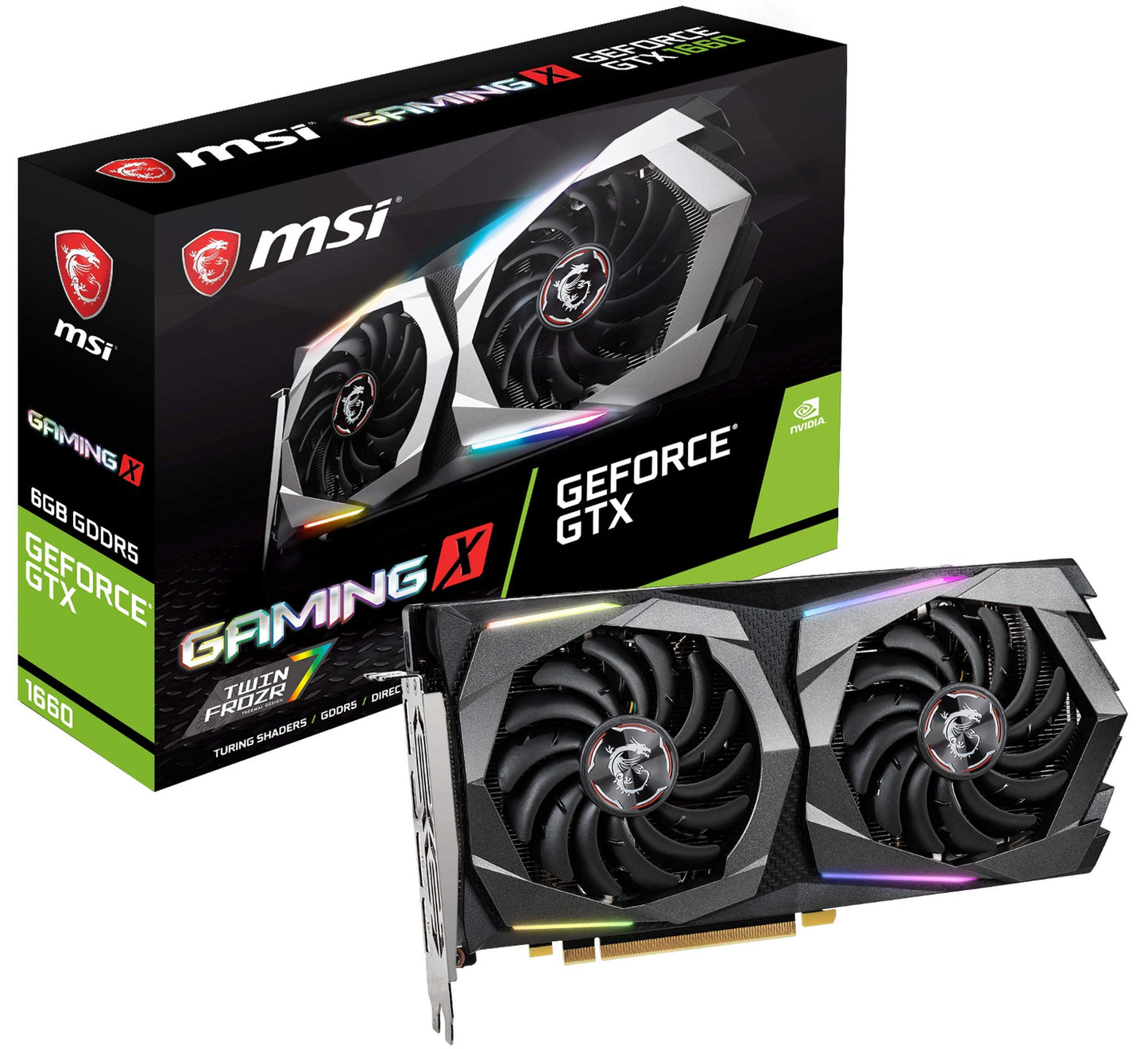 MSI Gaming GeForce GTX 1660 128-Bit HDMI/DP 6GB GDRR5 HDCP Support DirectX 12 Dual Fan VR Ready OC Graphics Card (GTX 1660 Gaming X 6G)