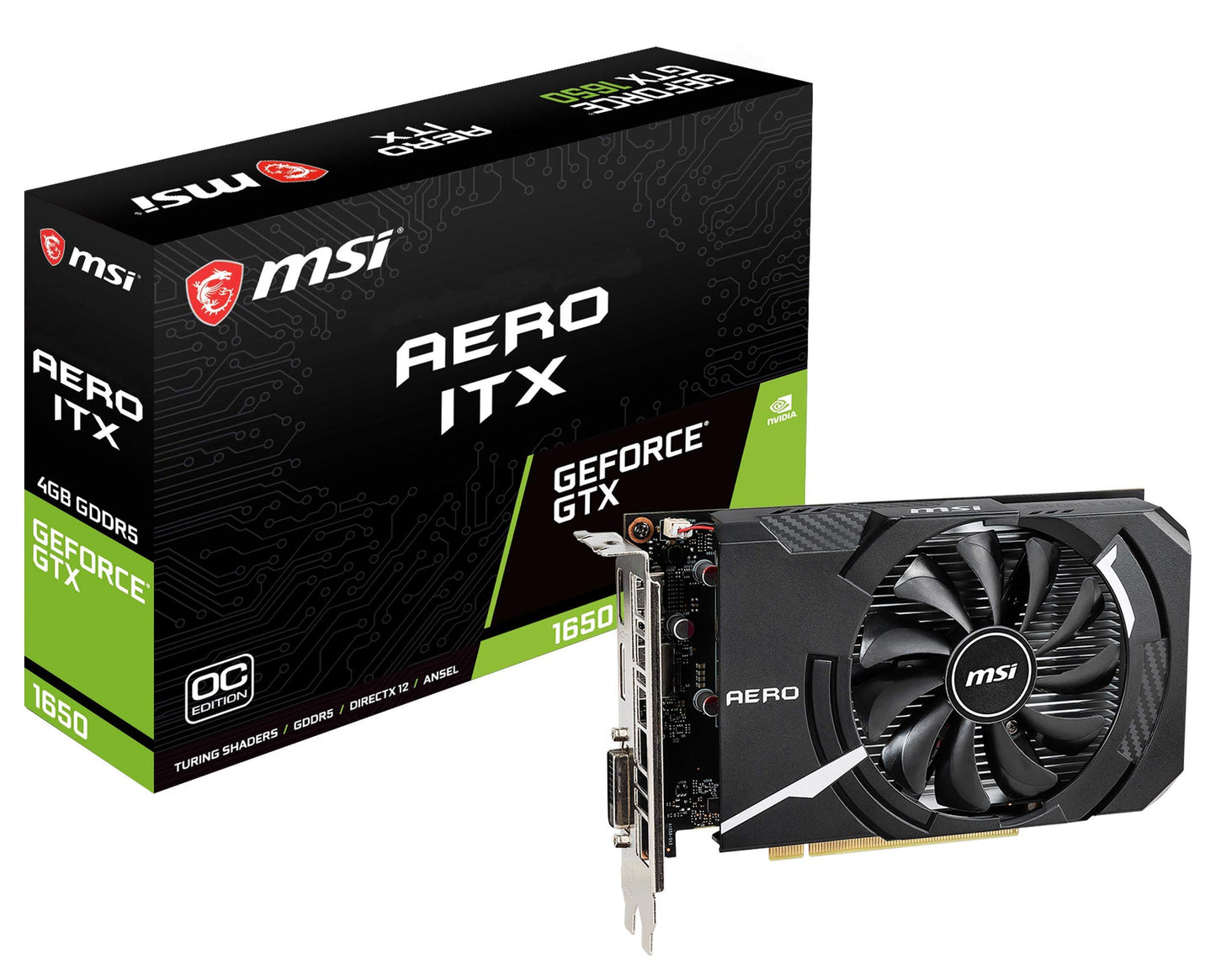 MSI Gaming GeForce GTX 1650 128-Bit HDMI/DP 4GB GDRR5 HDCP Support DirectX 12 Single Fan OC Graphics Card (GTX 1650 Aero ITX 4G OC)