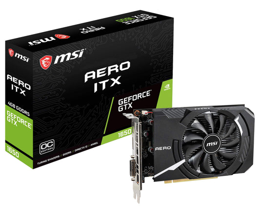 MSI Gaming GeForce GTX 1650 128-Bit HDMI/DP 4GB GDRR5 HDCP Support DirectX 12 Single Fan OC Graphics Card (GTX 1650 Aero ITX 4G OC)