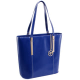 McKlein 97547 USA Cristina Leather Ladies' Tote with Tablet Pocket Navy